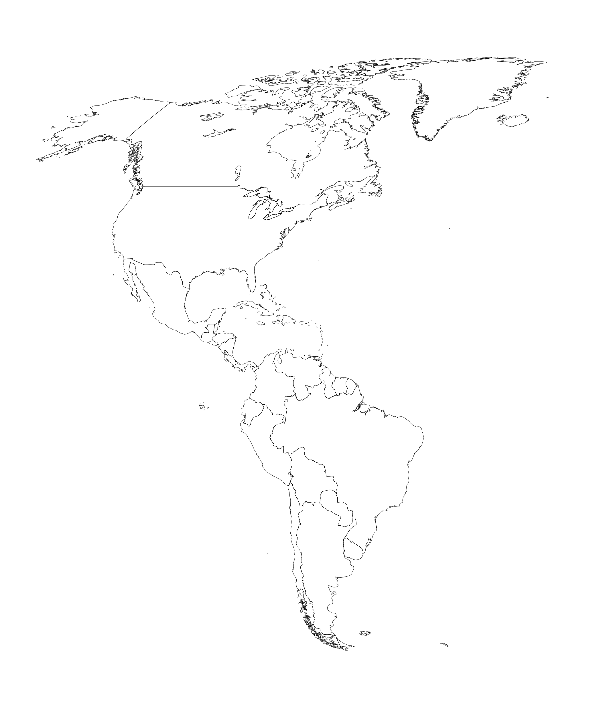 mapa america mudo en blanco