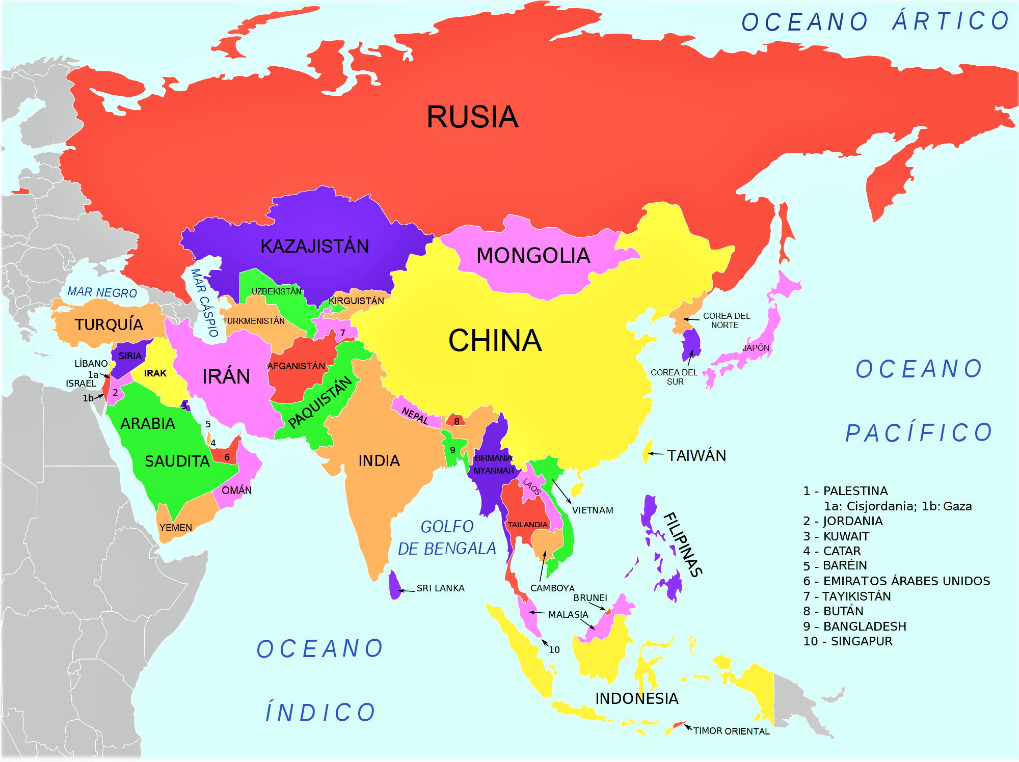 mapa asia politico